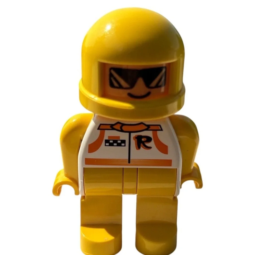 Lego Duplo Vintage 90s Race Car Driver Yellow Helmet Figure Town Community